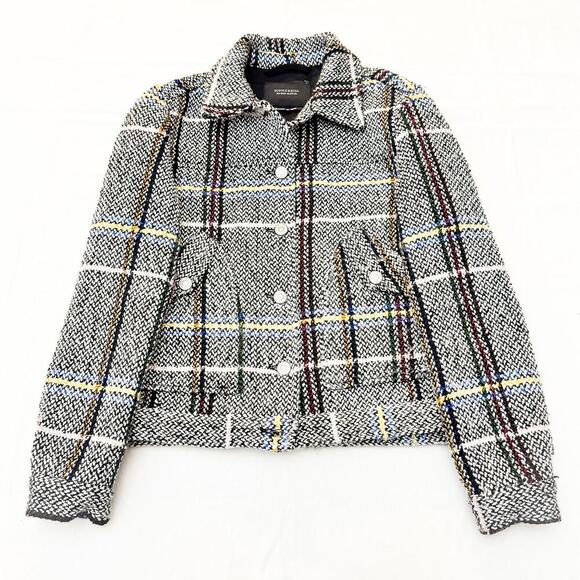 Scotch & Soda Souvenir des Alpes Tweed Plaid Woven Button Jacket Size Small - Picture 1 of 6